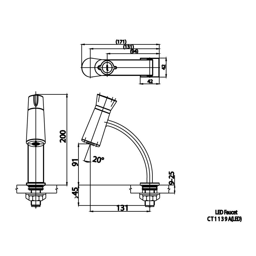 Bản vẽ kỹ thuật vòi lavabo lạnh COTTO CT1139A