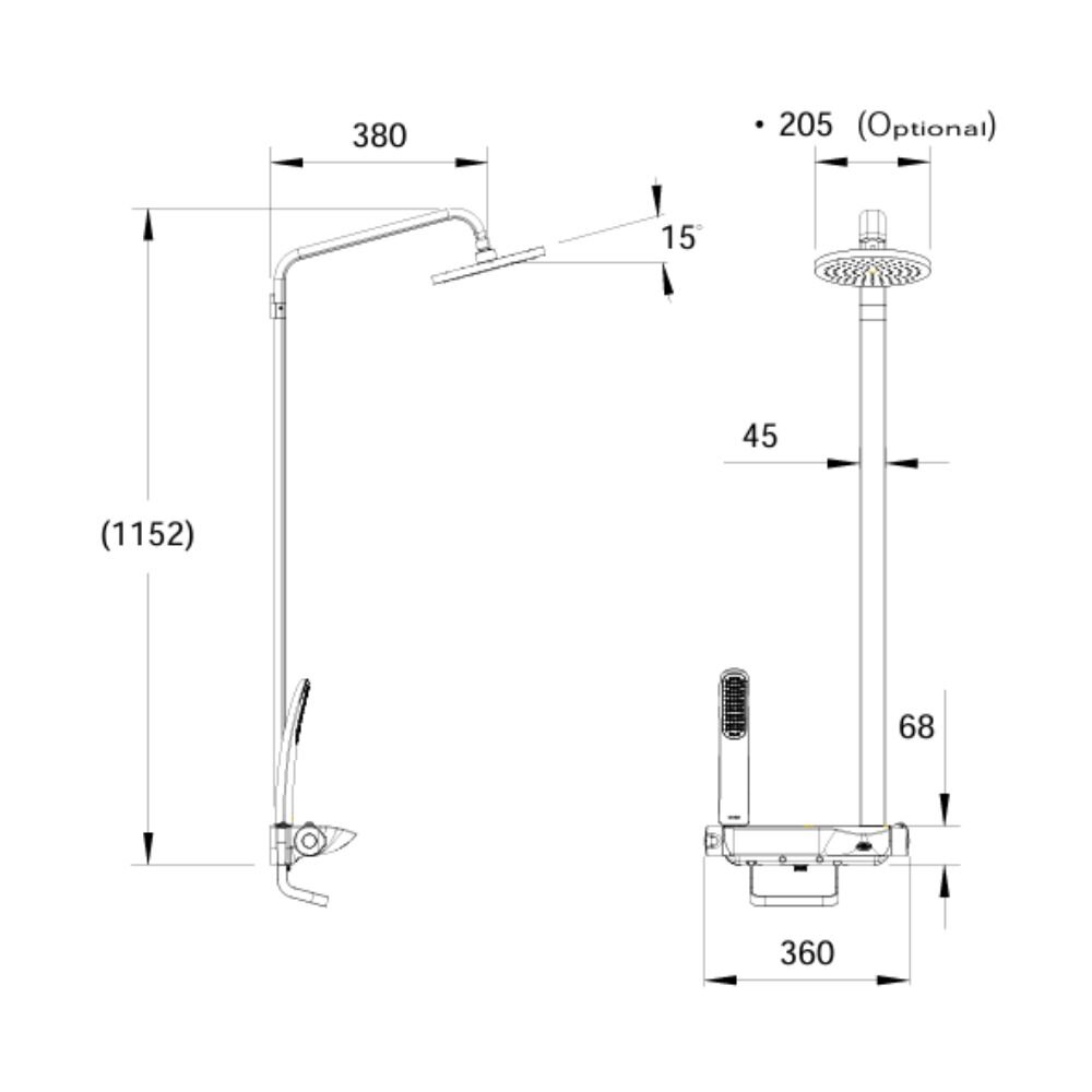 Bản vẽ kỹ thuật sen tắm cây nhiệt độ MOEN Cynthia 66232V