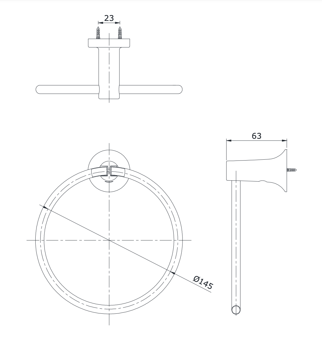 Bản vẽ kỹ thuật vòng treo khăn TOTO DSR01