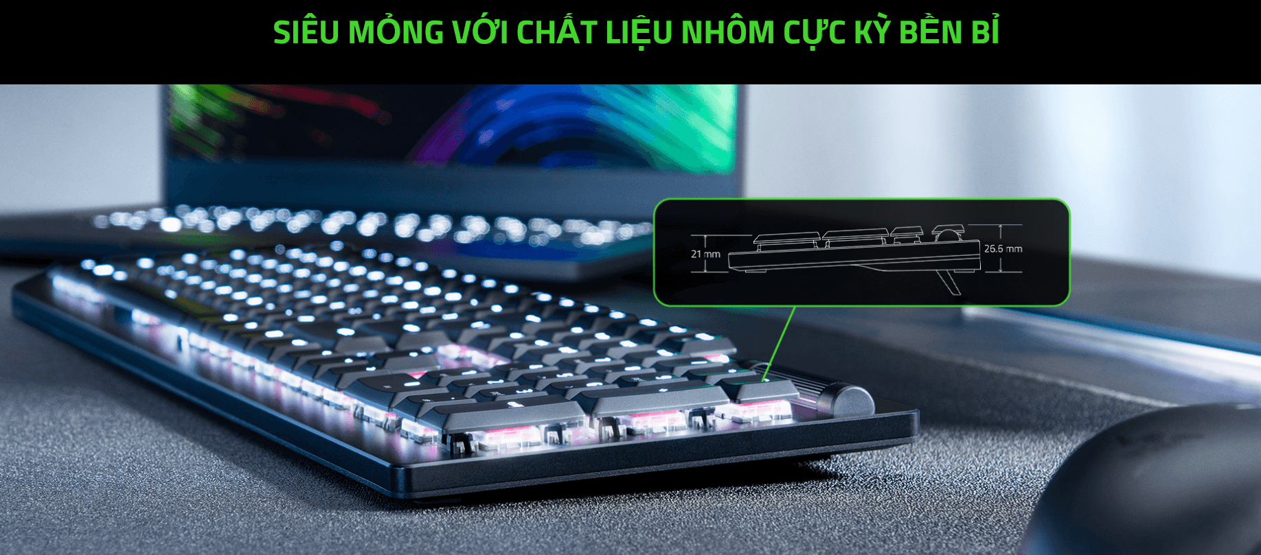 Bàn phím game không dây Razer DeathStalker V2 Pro Wireless Low Profile Optical (RGB/USB/Linear Red sw) (RZ03-04360100-R3M1) 9
