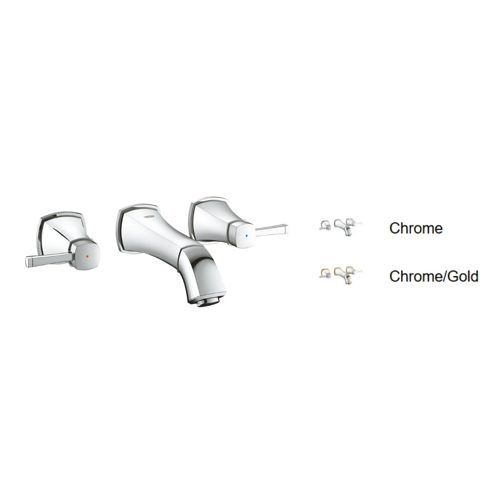 Vòi chậu nóng lạnh gắn tường 3 lỗ Grandera GROHE 20414000 và các phiên bản mạ màu cực kì sang trọng