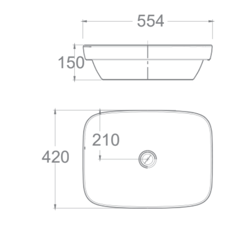 Bản vẽ kỹ thuật chậu rửa Lavabo đặt bàn WP-F646 American Standard