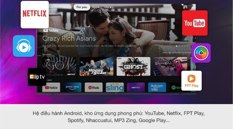 Smart tivi Sony 75 inch 4K KD-75X86J  hệ điều hành nhiều tiện ích