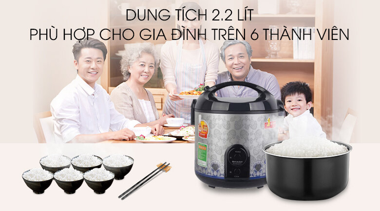 Nồi cơm điện Sharp 2.2 lít KS-R23STV RL