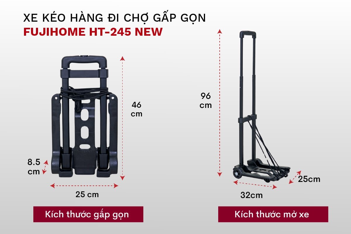 Xe kéo, đẩy hàng đi chợ FujiHome HT-245 NEW Xe kéo, đẩy hàng đi chợ FujiHome HT-245 NEW