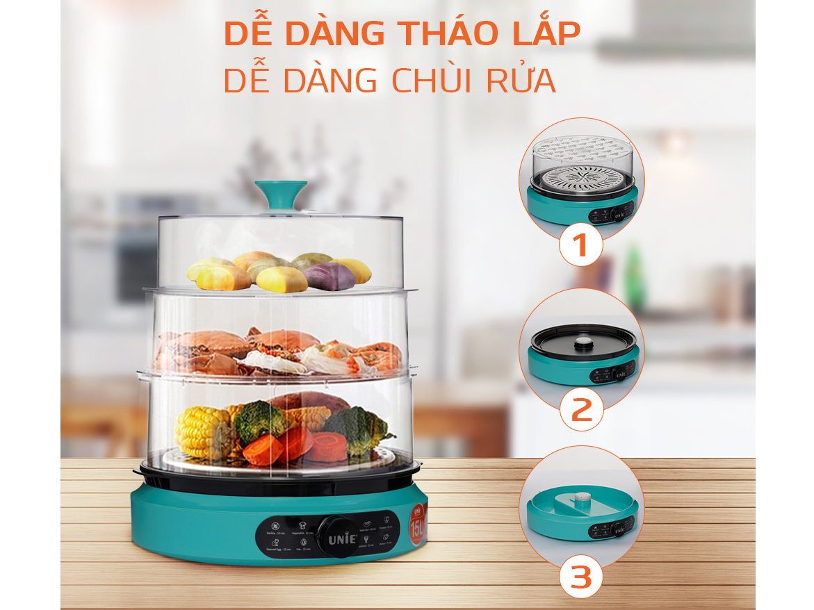 3 tàng hấp dễ tháo rời Nồi hấp thực phẩm