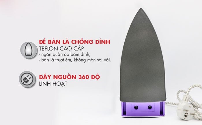 Bàn là khô Nagakawa NAG1502 có bề mặt làm từ chất liệu chống dính bền bỉ