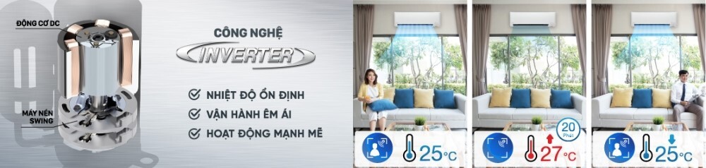Điều hòa Daikin Inverter 24000 BTU 1 chiều FTKY60ZVMV gas R-32 6 Công nghệ mắt thần thông minh, Inverter tiết kiệm điện trên máy lạnh FTKY60ZVMV