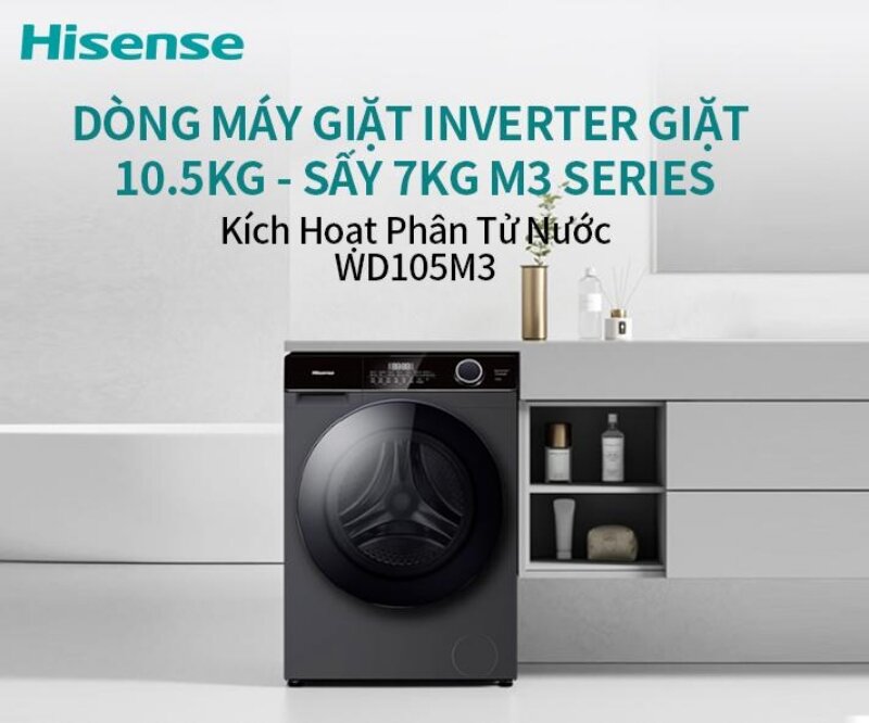 Máy giặt sấy Hisense 10.5 kg sấy 7 kg WD105M3