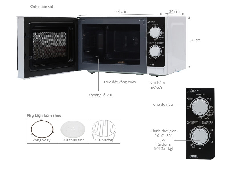 Lò vi sóng Sharp R-G221VN-W 20 lít Lò vi sóng Sharp R-G221VN-W 20 lít