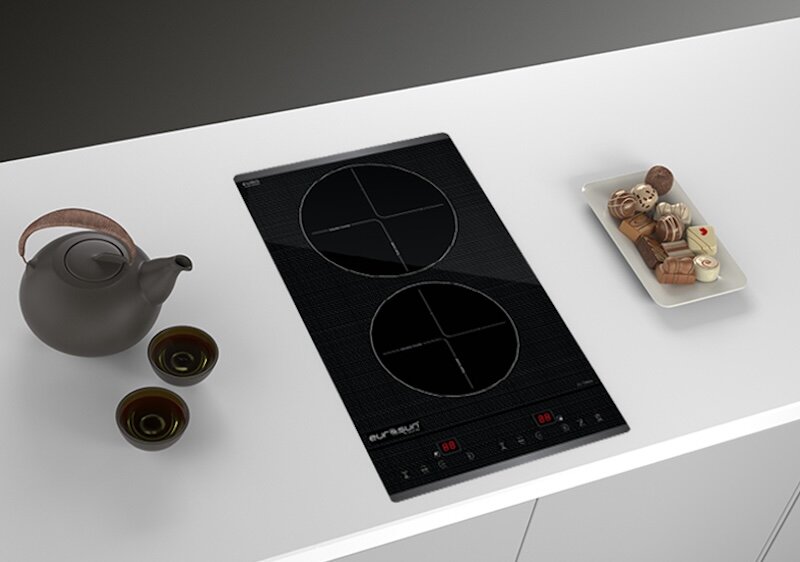 Bếp từ domino Eurosun EU-T506DO sử dụng mâm từ 2 lớp bằng đồng