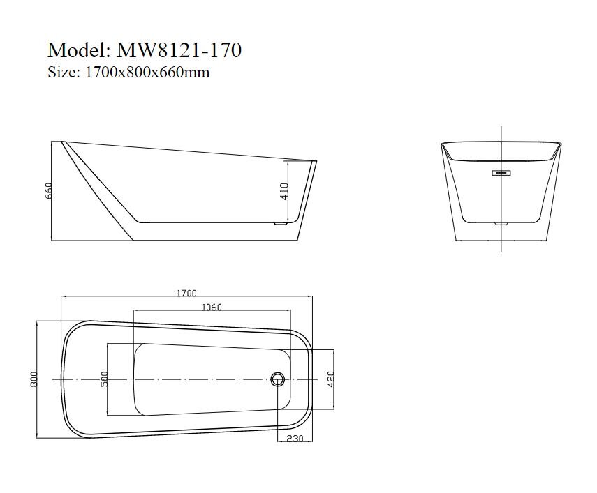 Bản Vẽ Kỹ Thuật Bồn Tắm MOWOEN MW8121-170
