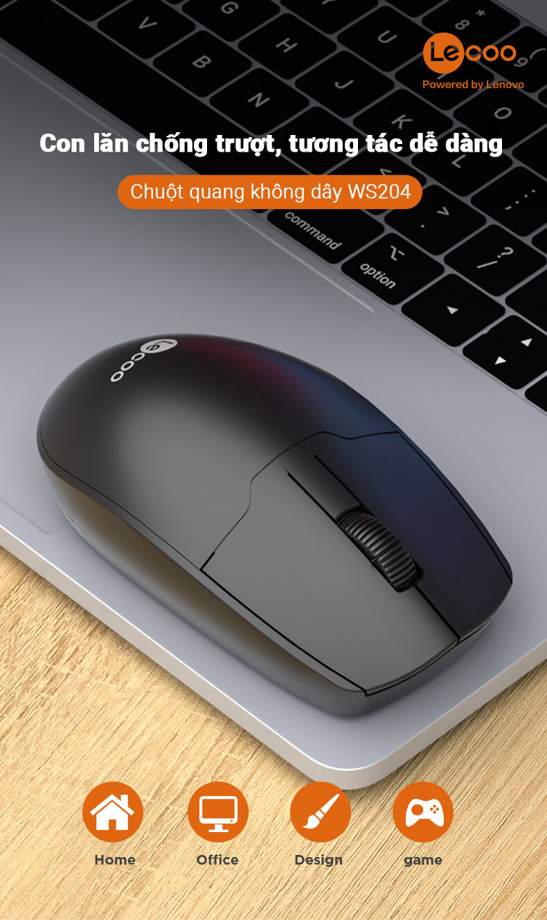 Chuột không dây Lecoo WS204 (USB)