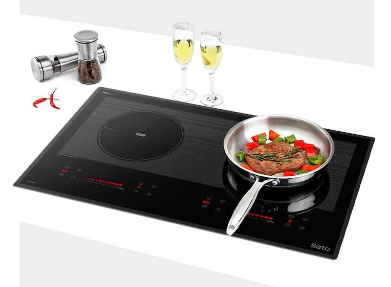 Bếp điện từ Sato SIH589 N5 có thân máy phía dưới làm từ nhựa nguyên sinh (ảnh: sato).