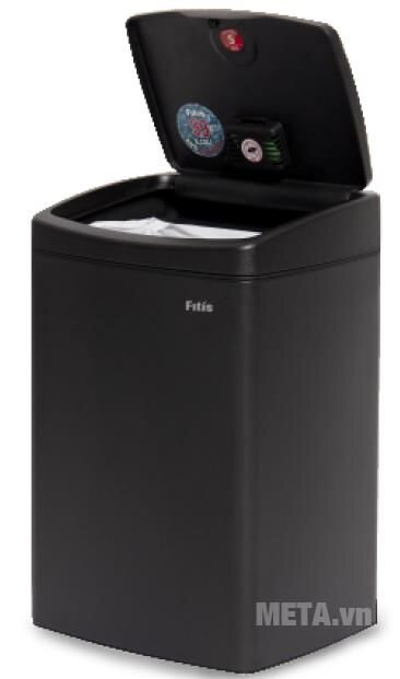 Thùng rác Inox nhấn vuông nhỏ Fitis STS1-903 - 15L (Đen)