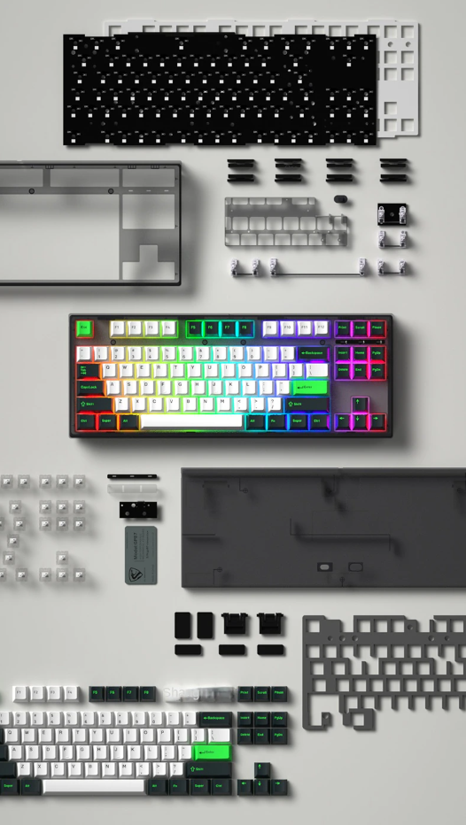 Bàn phím cơ FL-Esports GP87 CP White Green White sw (Gateron Pro) (USBC/RGB/Hotswap) 1