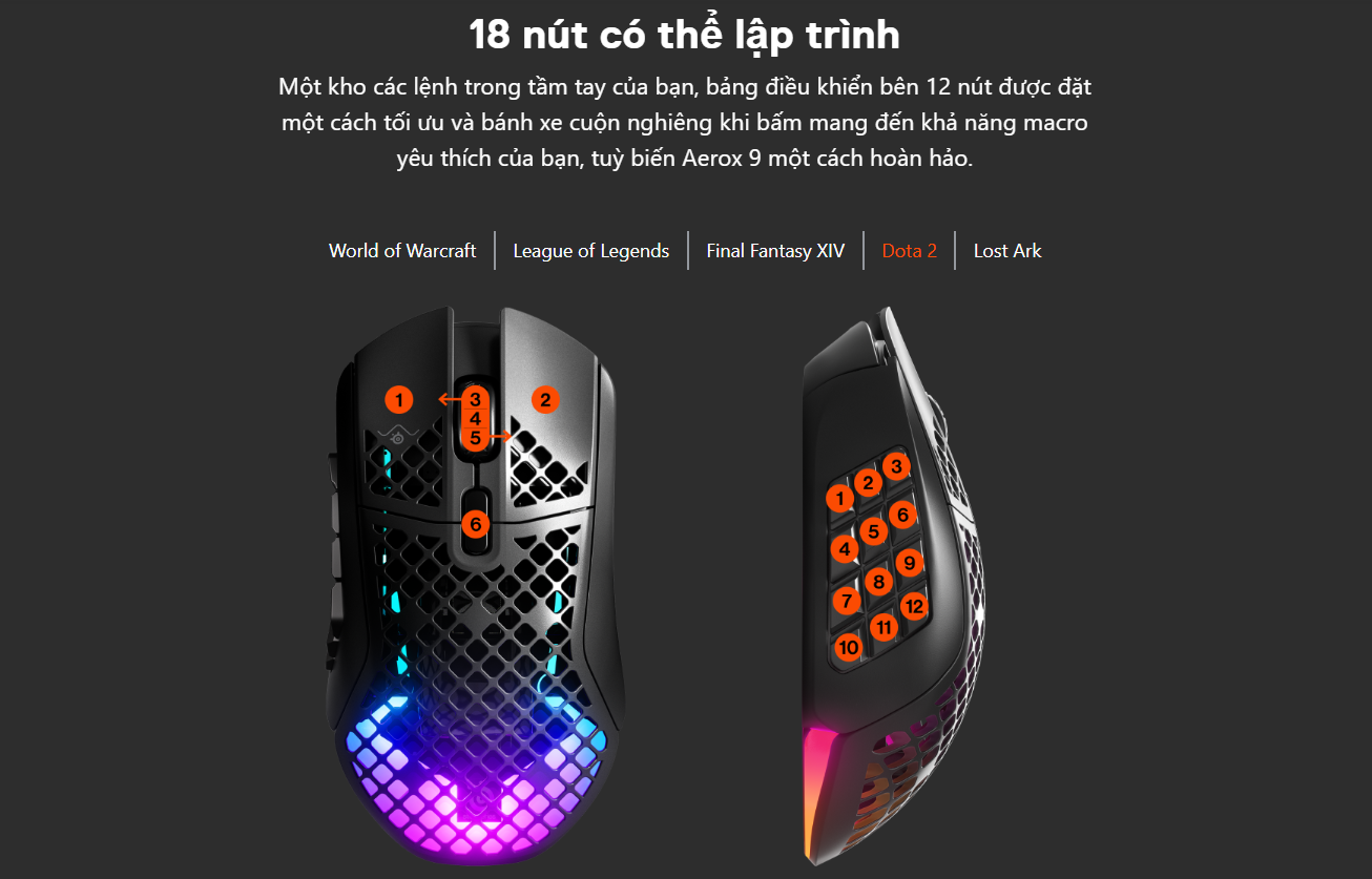 Chuột gaming không dây SteelSeries Aerox 9 Wireless 3