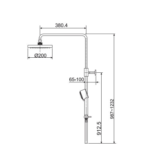 Bản vẽ kỹ thuật vòi sen tắm đứng nóng lạnh AMERICAN STANDARD A-6110.978.903