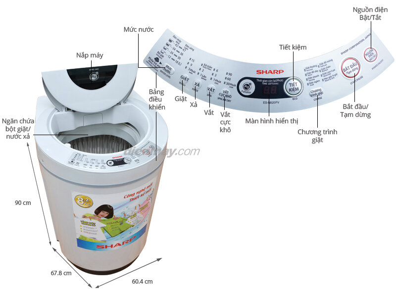 Máy giặt Sharp ES-N820FV 8.2kg Máy giặt Sharp ES-N820FV 8.2kg