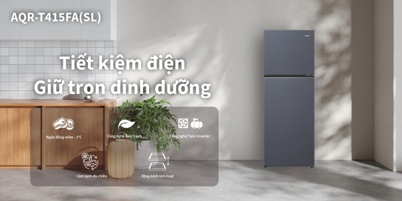 Tủ lạnh Aqua Inverter 347L AQR-T415FA(SL)