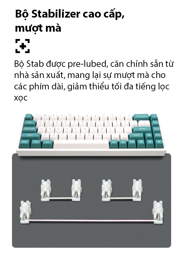 Bàn phím cơ FLEsport FL680 SAM Aqua Green Brown sw (Gateron Cap) 7