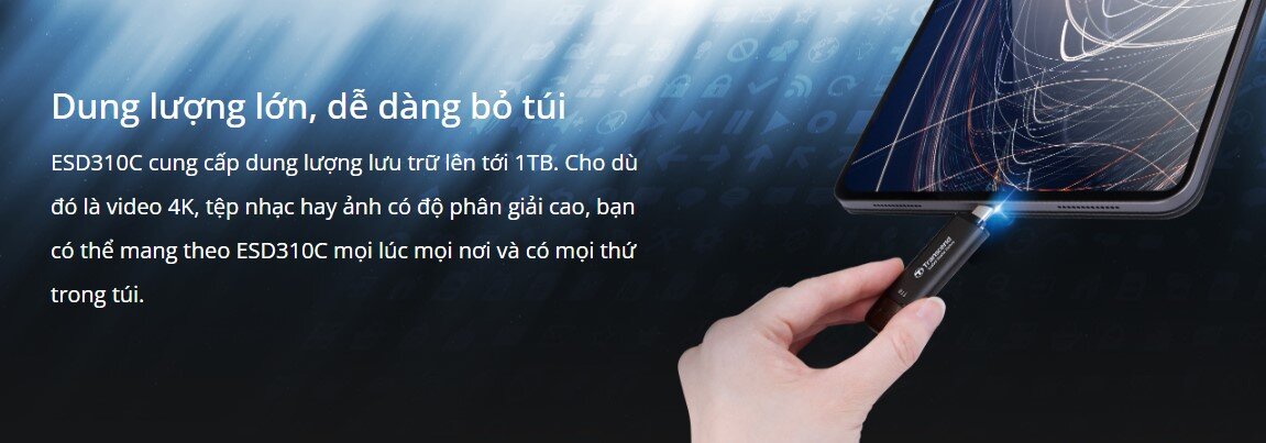  cứng di động Portable SSDTranscend ESD310C USB 3.2 Gen 2x1