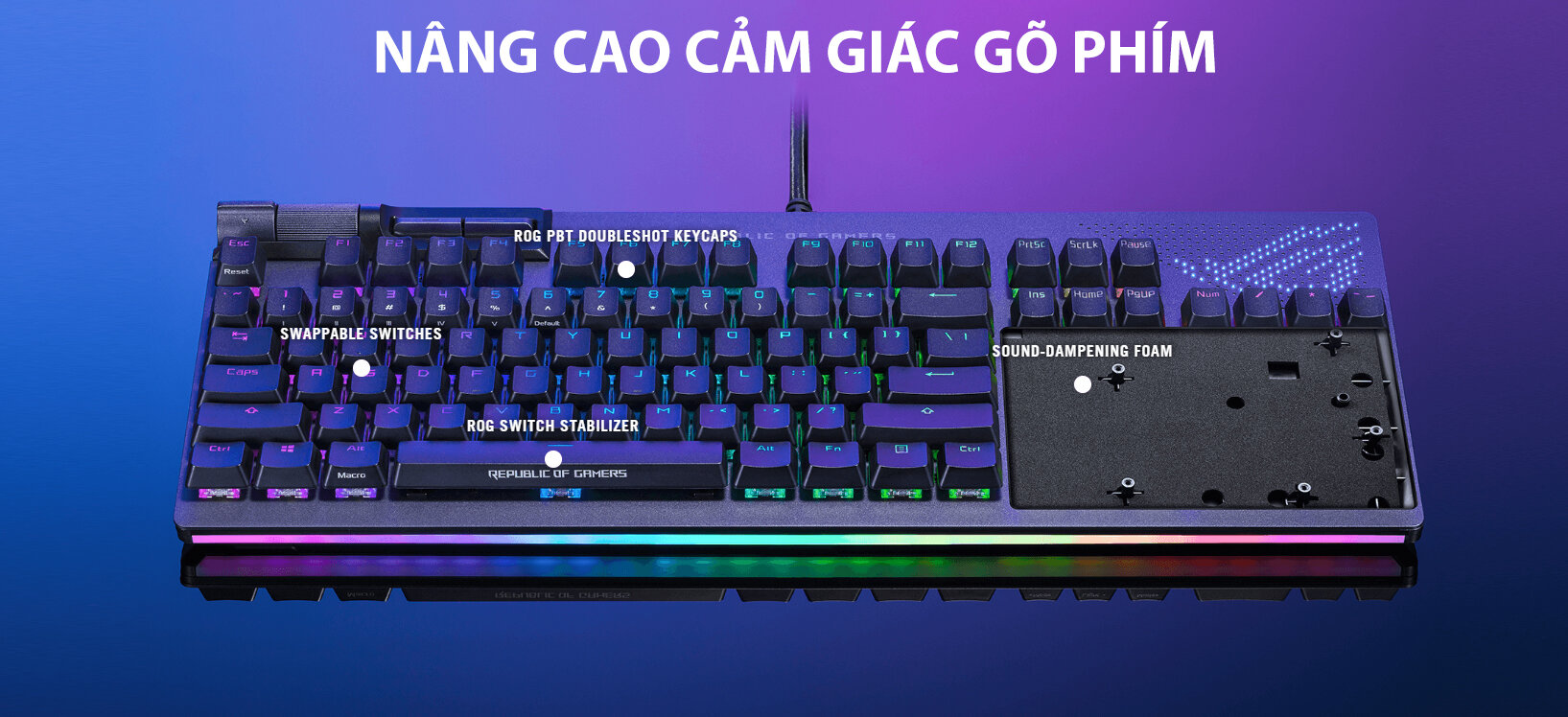 Bàn phím game Asus ROG Strix Flare II Animate NX (USB/RGB/Red sw) (XA07) 6