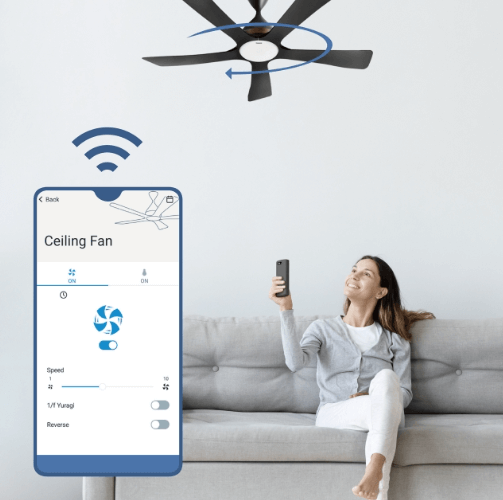 Quạt trần F-60DHN có thể điều khiển bằng điện thoại