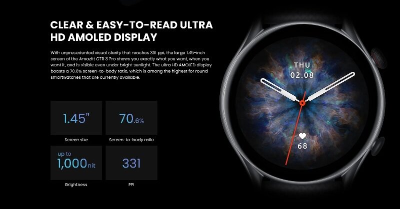 Đồng hồ thông minh Amazfit GTR 3 Pro mặt đồng hồ