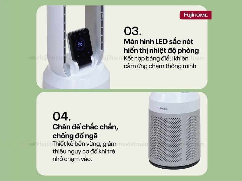 Quạt không cánh tích hợp lọc không khí Fujihome BF308DC