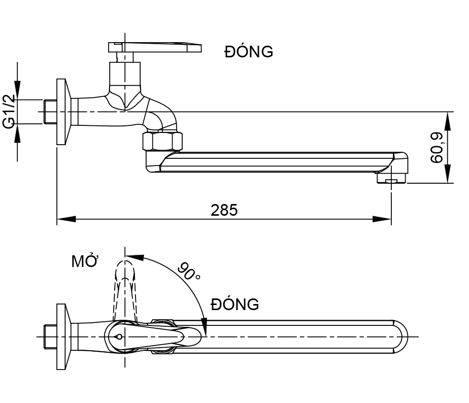 Bản vẽ kỹ thuật vòi rửa chén Luxta L3108T3