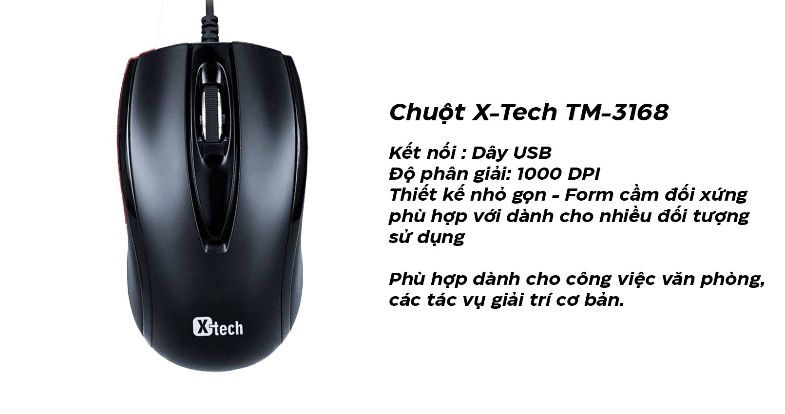 Chuột có dây dây XTech TM-M3168 Màu đen 1