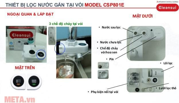 Máy lọc nước tại vòi Mitsubishi Cleansui CSP801E