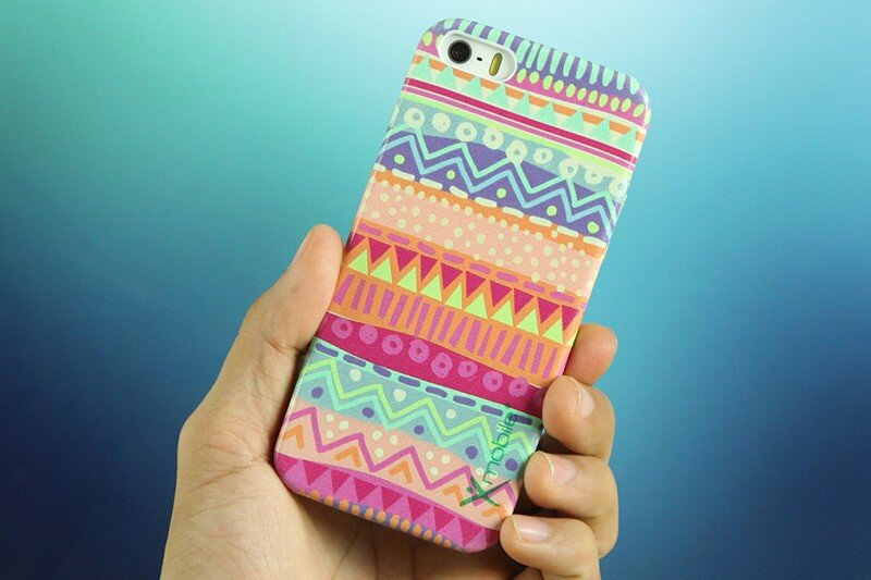 Ốp lưng iPhone 5 - 5S Nhựa giả da in Hoa văn Xanh