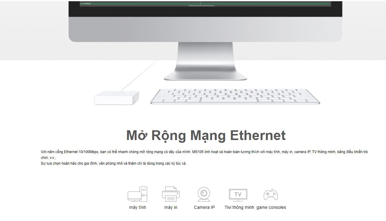 Switch Chia Mạng Mercusys MS105 (5 Cổng 10/100Mbps vỏ nhựa)