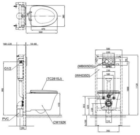 Bồn cầu treo tường nắp êm TOTO CW192K/TC281SJ