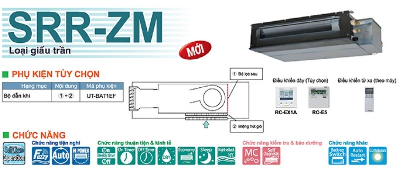 Dàn lạnh giấu trần nối ống gió Multi Mitsubishi SRR25ZM-S 9000BTU