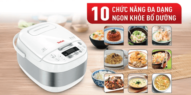 Nồi cơm điện nắp liền Tefal RK752168 được tích hợp sẵn 10 chương trình tự động Nồi cơm điện nắp liền Tefal RK752168 được tích hợp sẵn 10 chương trình tự động