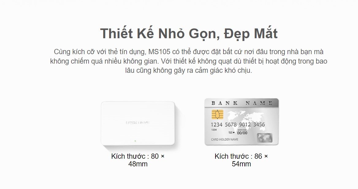 Switch Chia Mạng Mercusys MS105 (5 Cổng 10/100Mbps vỏ nhựa)