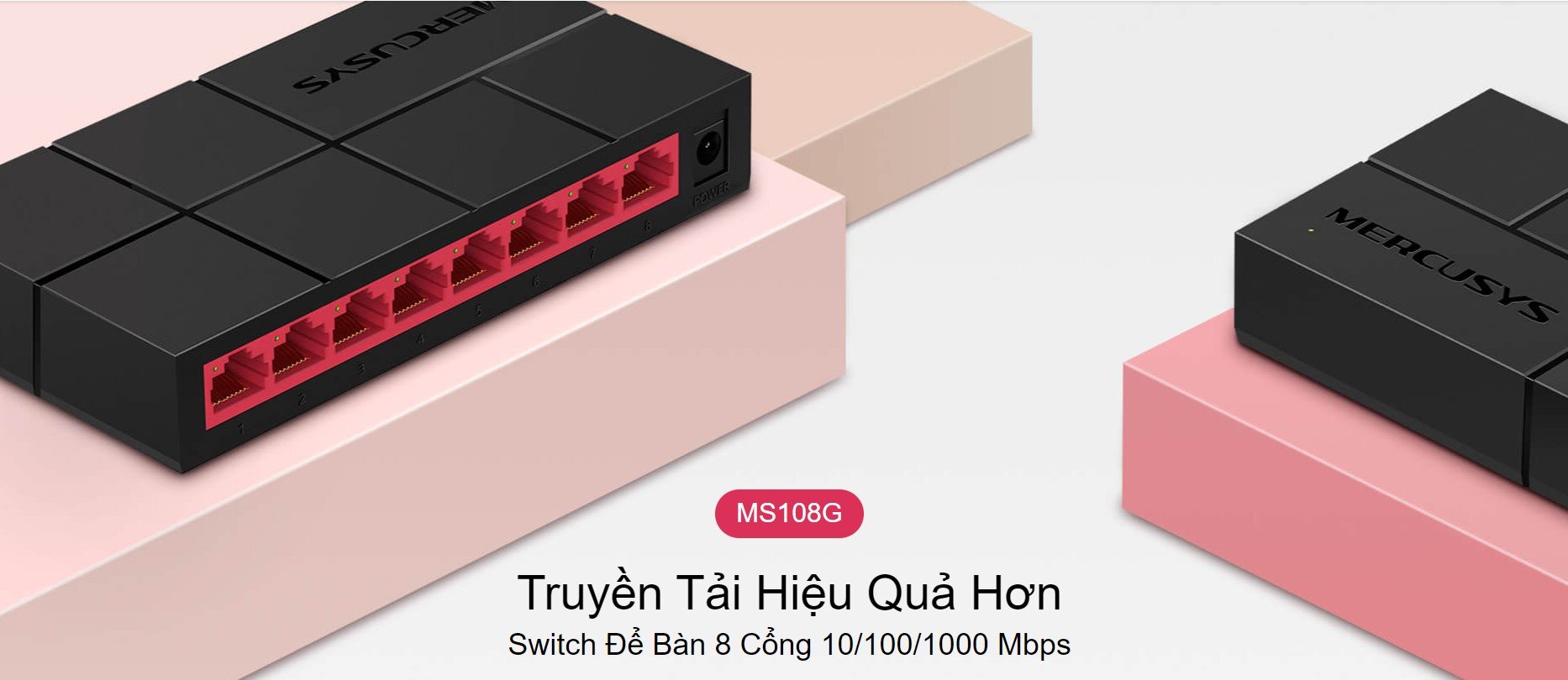 Switch Chia Mạng Mercusys MS108G (8 Cổng 10/100/1000Mbps vỏ nhựa)