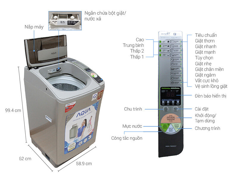 Máy giặt Aqua 8 kg AQW-F800Z2T