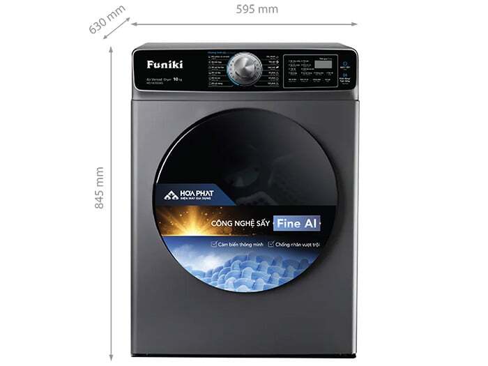 Kích thước của máy sấy thông hơi Funiki 10kg HD V6100AG Kích thước của máy sấy thông hơi Funiki 10kg HD V6100AG