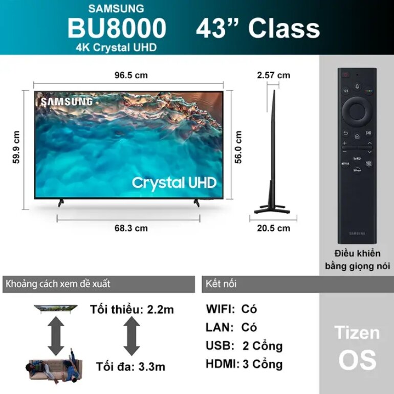 smart tivi Samsung 43 inch 4k UA43BU8000 loạt tính năng hỗ trợ khác