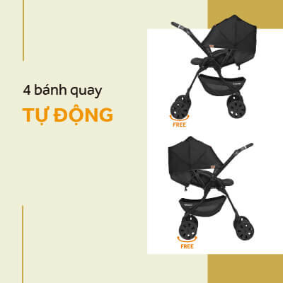 4 bánh quay tự động của xe đẩy điều hòa Combi CrossGo 