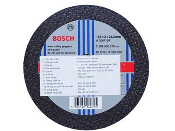 Hình ảnh đá cắt Bosch 2608600272 (3x180mm) Hình ảnh đá cắt Bosch 2608600272 (3x180mm)