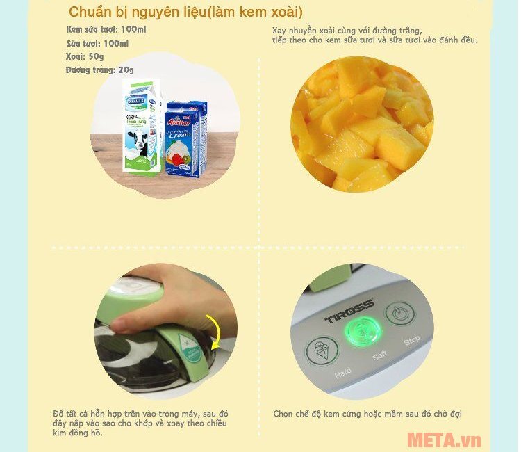 Máy làm kem tươi Tiross TS-9090 Máy làm kem tươi Tiross TS-9090