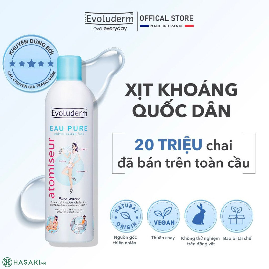 Sản phẩm Xịt Khoáng Cung Cấp Nước Evoluderm Atomiseur Eau Pure hiện đã có mặt tại Hasaki