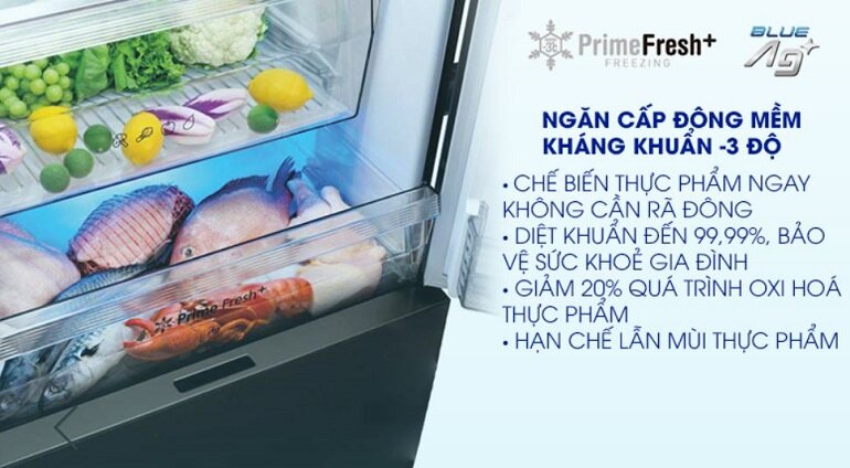Ngăn cấp đông mềm kháng khuẩn Prime Fresh+ của tủ lạnh Panasonic NR-BV280GKVN