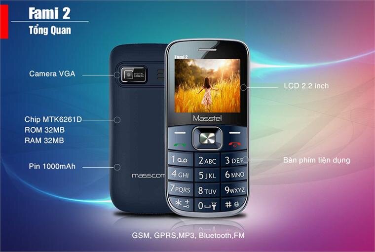 Điện thoại Masstel Fami 2 Black