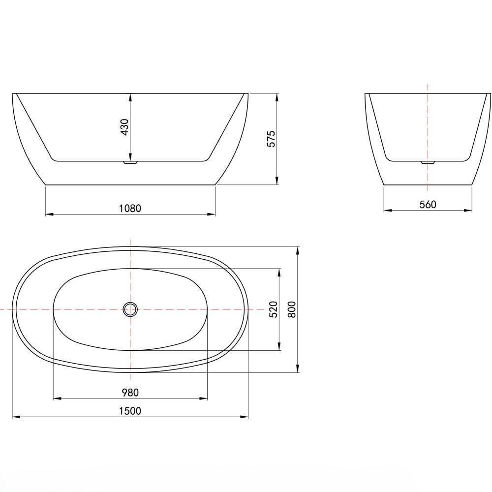 Bản Vẽ Kỹ Thuật Bồn Tắm MOWOEN MW8223-150